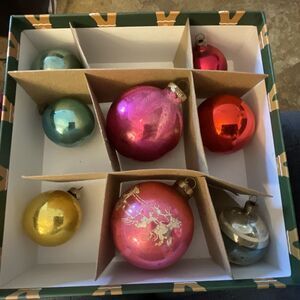 Vintage Lot 8 Glass Ball Christmas Ornaments